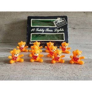 Vintage Bronson (10) Teddy Bear Blow Mold Plastic Christmas Tree Light Holders